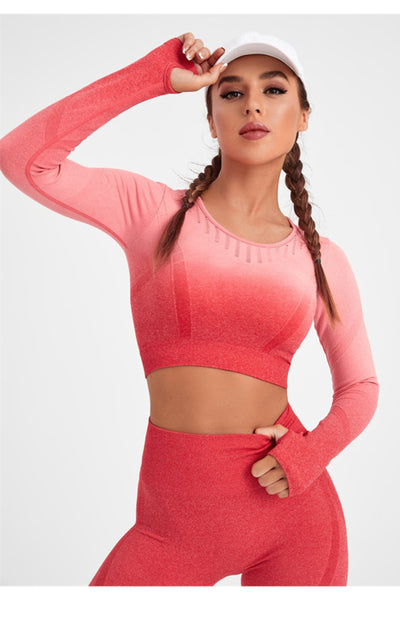 Gradient Long Sleeve Yoga Outfit for Women

High Waist Legging and Yoga Top Matching Set

Seamless Gradient Yoga Set Long Sleeve Top

2 Piece Gradient Workout Set for Women

High Waist Compression Leggings and Top Set

Womens Gradient Athletic Set Long Sleeve

Gradient Yoga Legging and Crop Top Set

Long Sleeve Gym Set for Women Gradient Color

Gradient Sportswear Set with High Waist Leggings

Breathable Gradient Yoga Outfit for Women